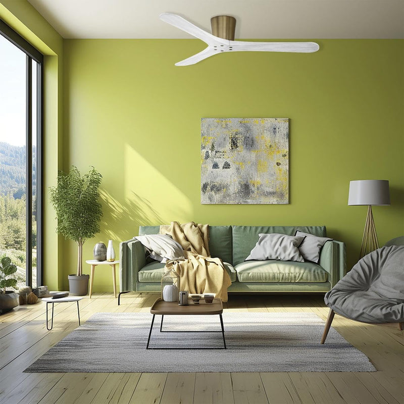 Minka Aire Avtur F663-SBR/WHF 60-Inch Hugger Flush Mount Ceiling Fan in Soft Brass with Remote