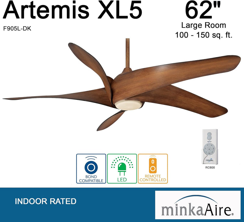 Minka Aire Artemis XL5 62 in. Indoor Distressed Koa Ceiling Fan - ALCOVE LIGHTING