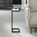 Riva Accent Table | Satin Black and White Marble Top (10 in. W x 23 in. H x 8 in. D)