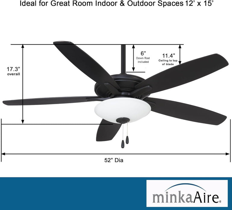 Minka Aire F522L-CL Mojo 52" Coal Black Ceiling Fan with LED Light