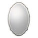 Domari Burnished Silver Mirror | Modern Oval Engineered Wood Frame Bathroom Vanity Mirror Mounted Vertical or Horizontal (20 in. W x 30 in. H x 1 in. D)