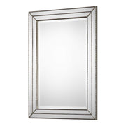 Riventa Metallic Silver Mirror | Modern Rectangle Engineered Wood Frame Bathroom Vanity Mirror Mounted Vertical or Horizontal (24 in. W x 34 in. H x 1 in. D)
