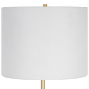 Zelim White with Gold Modern Metal Table Lamp with White Linen Shade (28" H Lamp with 10" H x 13" W Shade)