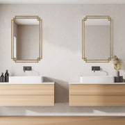 Dreska Brushed Gold with Silver Highlights Mirror | Modern Rectangle Iron Frame Bathroom Vanity Mirror Mounted Vertical or Horizontal (22 in. W x 34 in. H x 1 in. D)