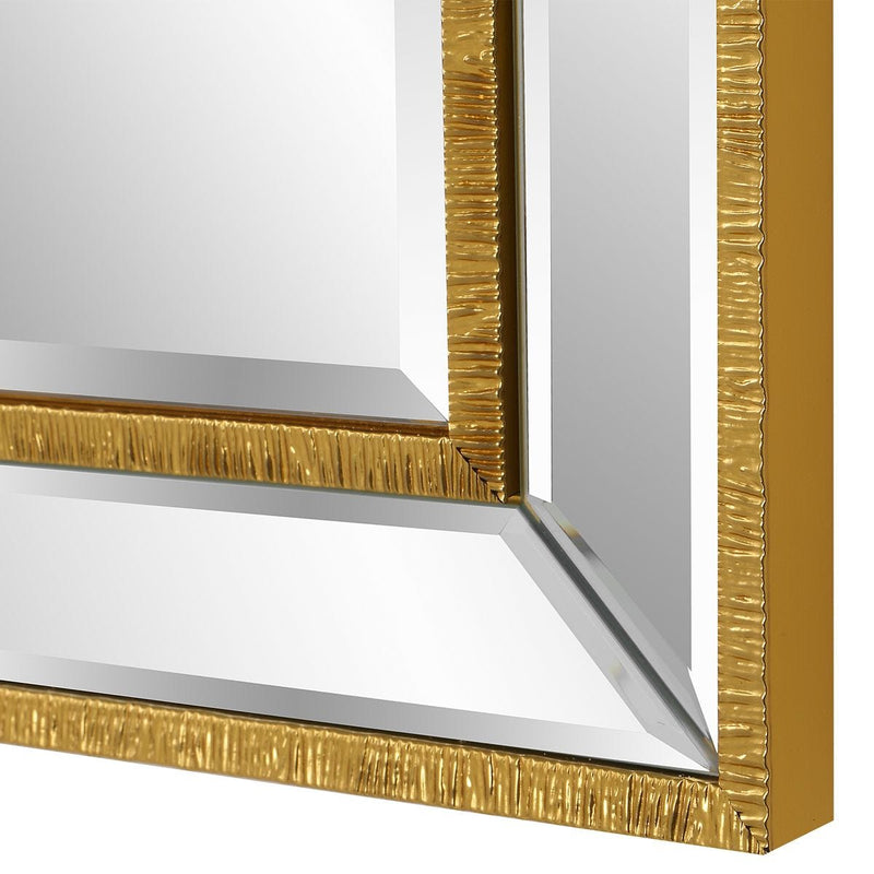Gildmere Gold Mirror | Modern Rectangle Engineered Polymer Frame Bathroom Vanity Mirror Mounted Vertical or Horizontal (24 in. W x 40 in. H x 1 in. D)