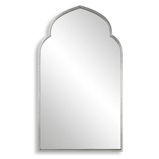 Marzala Antique Silver Mirror | Modern Arch Iron Frame Bathroom Vanity Mirror (22 in. W x 38 in. H x 1 in. D)