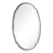 Midora Antique Silver Mirror | Modern Oval Hammered Iron Frame Bathroom Vanity Mirror Mounted Vertical or Horizontal (24 in. W x 36 in. H x 2 in. D)