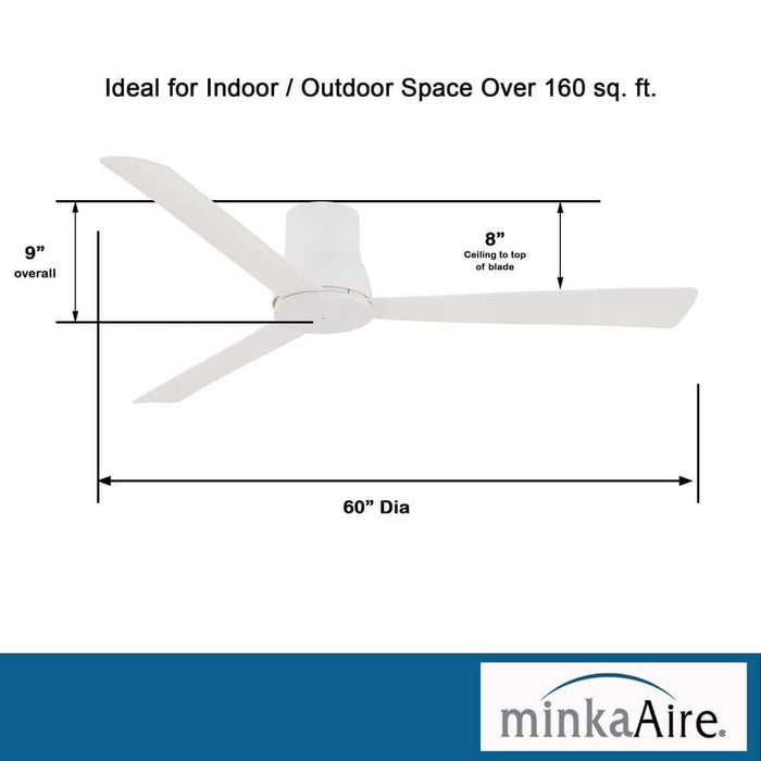 Minka Aire Simple Flush Hugger 60" Flat White Outdoor Ceiling Fan with Remote