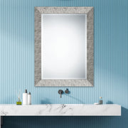 Vellor Metallic Silver Mirror | Classic Rectangle Engineered Wood Frame Bathroom Vanity Mirror Mounted Vertical or Horizontal (31 in. W x 41 in. H x 1 in. D)