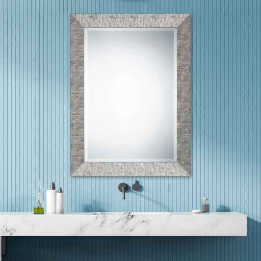 Vellor Metallic Silver Mirror | Classic Rectangle Engineered Wood Frame Bathroom Vanity Mirror Mounted Vertical or Horizontal (31 in. W x 41 in. H x 1 in. D)