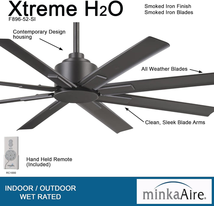 Minka Aire Xtreme H2O 52" Outdoor Smoked Iron Ceiling Fan with Remote Control