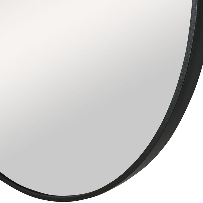 Arculo Satin Black Mirror | Modern Round Aluminum Frame Bathroom Vanity Mirror (34 in. W x 34 in. H x 2 in. D)