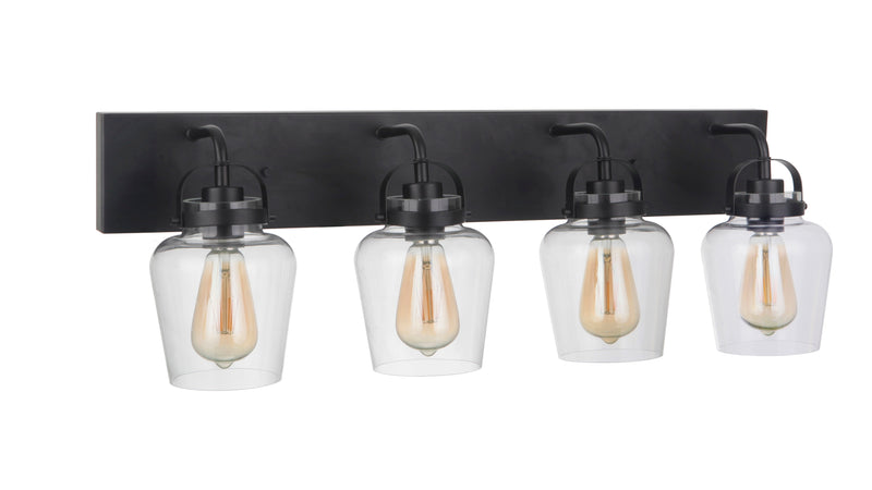 Craftmade 53504-FB Trystan 4 Light Bathroom Vanity Light -Flat Black