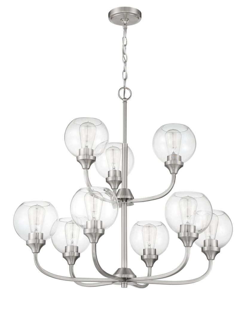 Craftmade 56229-BNK Glenda 9 Light Chandelier -Brushed Polished Nickel