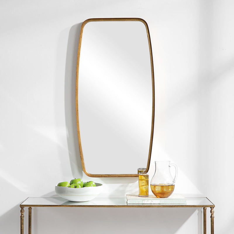 Nexa Gold Leaf Mirror | Modern Rectangle Metal Frame Bathroom Vanity Mirror with Rounded Corners Mounted Vertical or Horizontal (20 in. W x 40 in. H x 2 in. D)