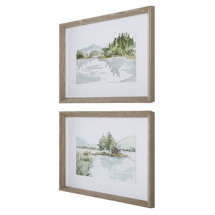 Uttermost Serene Lake Framed Prints, Set/2