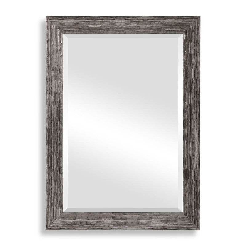 Struxe Silver Tones Mirror | Modern Rectangle Engineered Polymer Frame Bathroom Vanity Mirror Mounted Vertical or Horizontal (26 in. W x 36 in. H x 1 in. D)