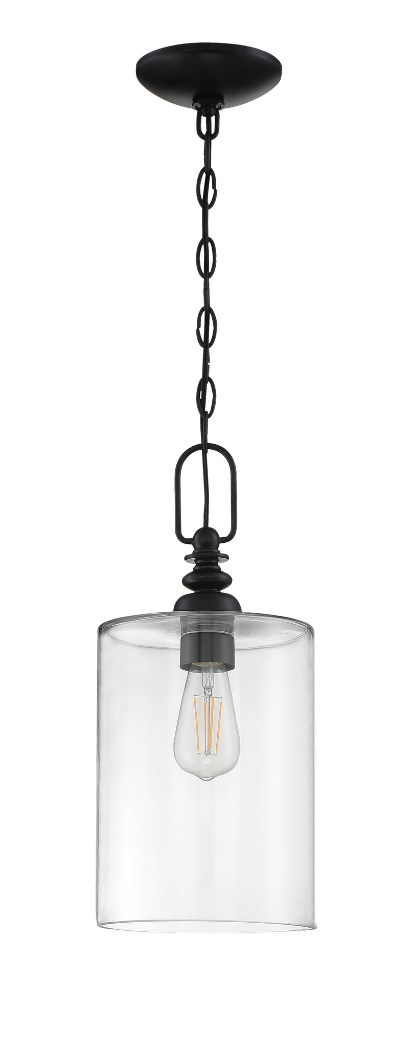 Craftmade 49891-FB-C Dardyn 1 Light Mini Pendant -Flat Black (Clear Glass)