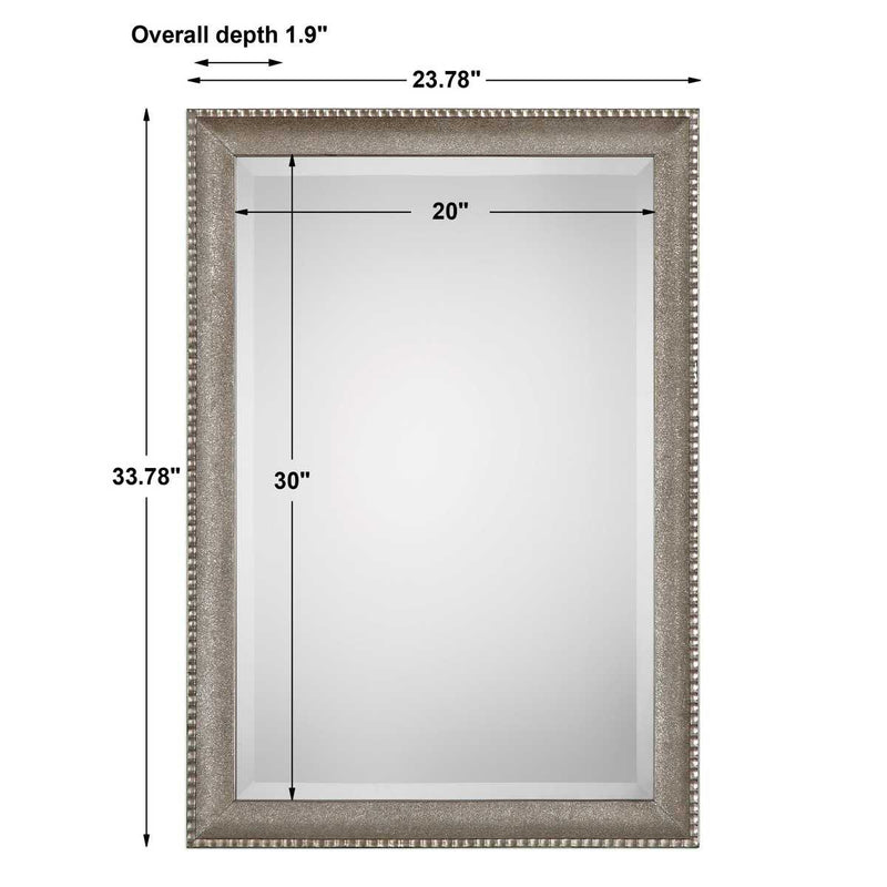 Silven Metallic Silver Mirror | Classic Rectangle Engineered Wood Frame Bathroom Vanity Mirror Mounted Vertical or Horizontal (24 in. W x 34 in. H x 2 in. D)