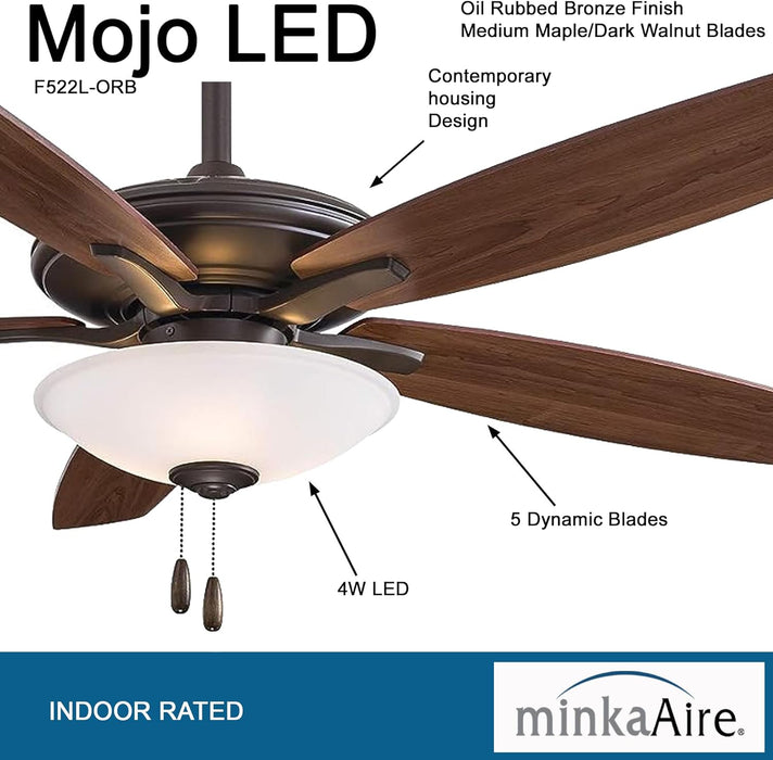 Minka Aire F522L-ORB Mojo 52" Oil Rubbed Bronze Ceiling Fan with LED Light