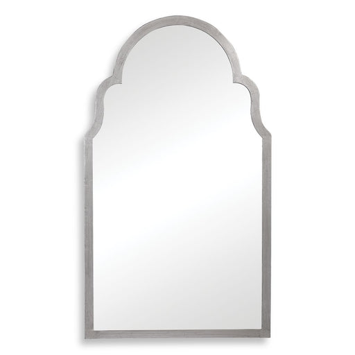 Abbey Silver Leaf Mirror | Modern Arch Iron Frame Bathroom Vanity Mirror (21 in. W x 37 in. H x 1 in. D)