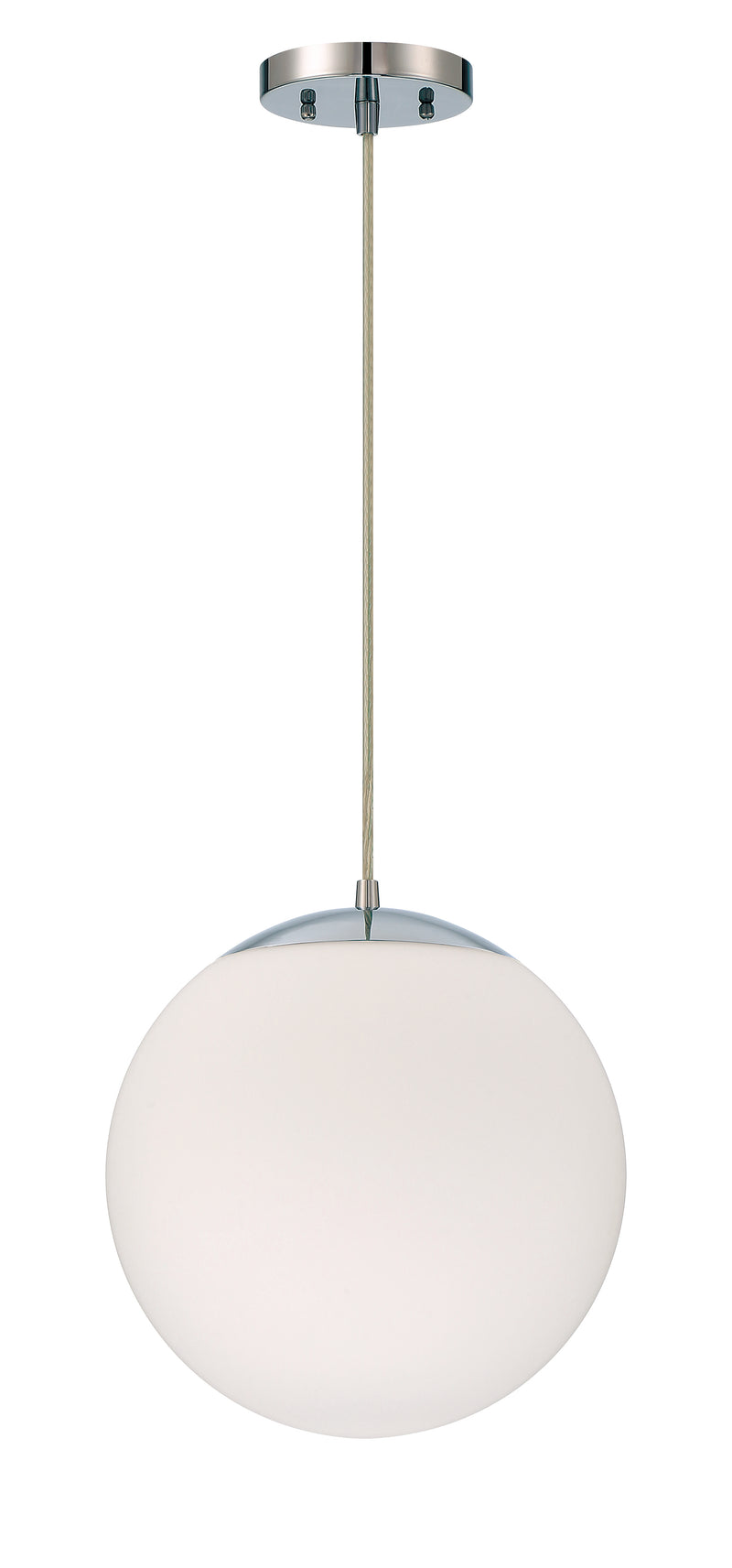 Craftmade 56892-CH-WG Gaze 1 Light 12" Pendant -Chrome (White Glass) - ALCOVE LIGHTING