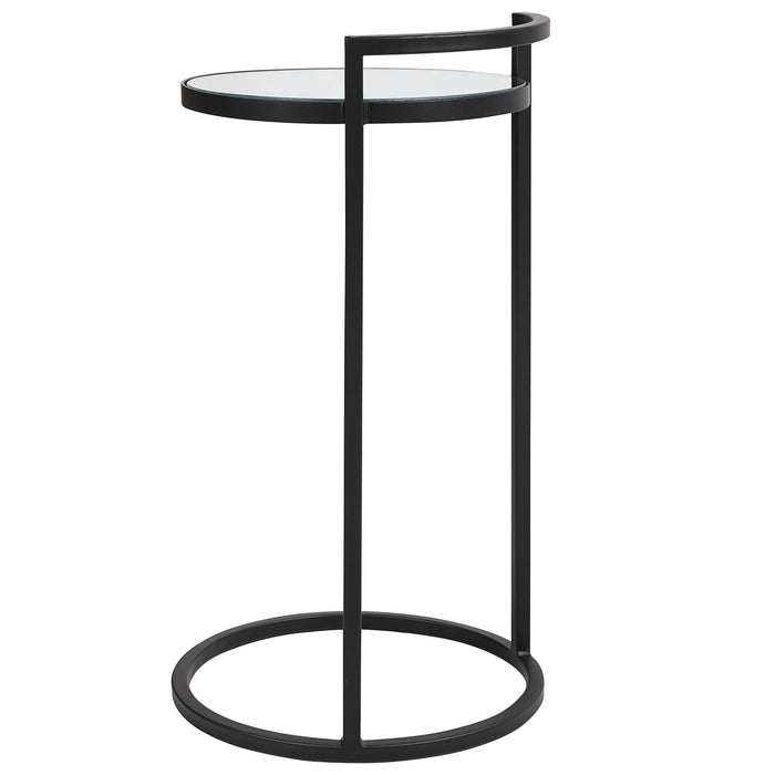 Rovik Accent Table | Matte Black and Mirrored Top (14 in. W x 26 in. H)