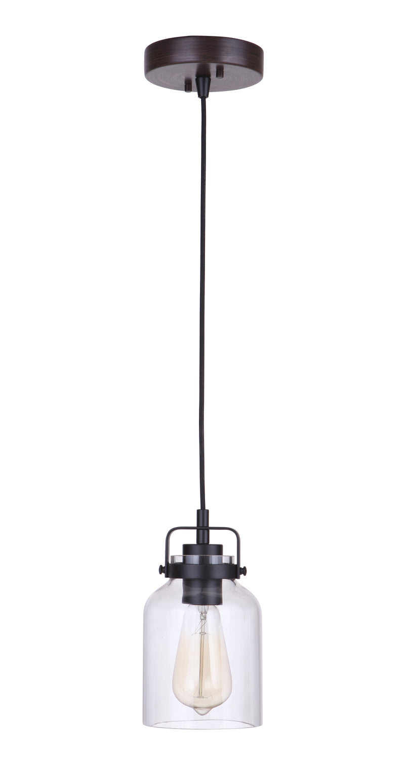 Craftmade 53691-FBDT Foxwood 1 Light Mini Pendant -Flat Black/Dark Teak