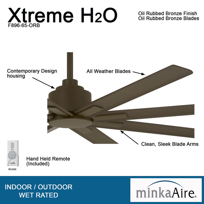 Minka-Aire F896-65-ORB Xtreme H20 65" Outdoor Ceiling Fan with Remote and Wall Control, Oil Rubbed Bronze Finish