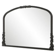 Evara Satin Black Mirror | Classic Ornate Baroque Mantel Engineered Wood Frame Mirror (38 in. W x 28 in. H x 1 in. D)