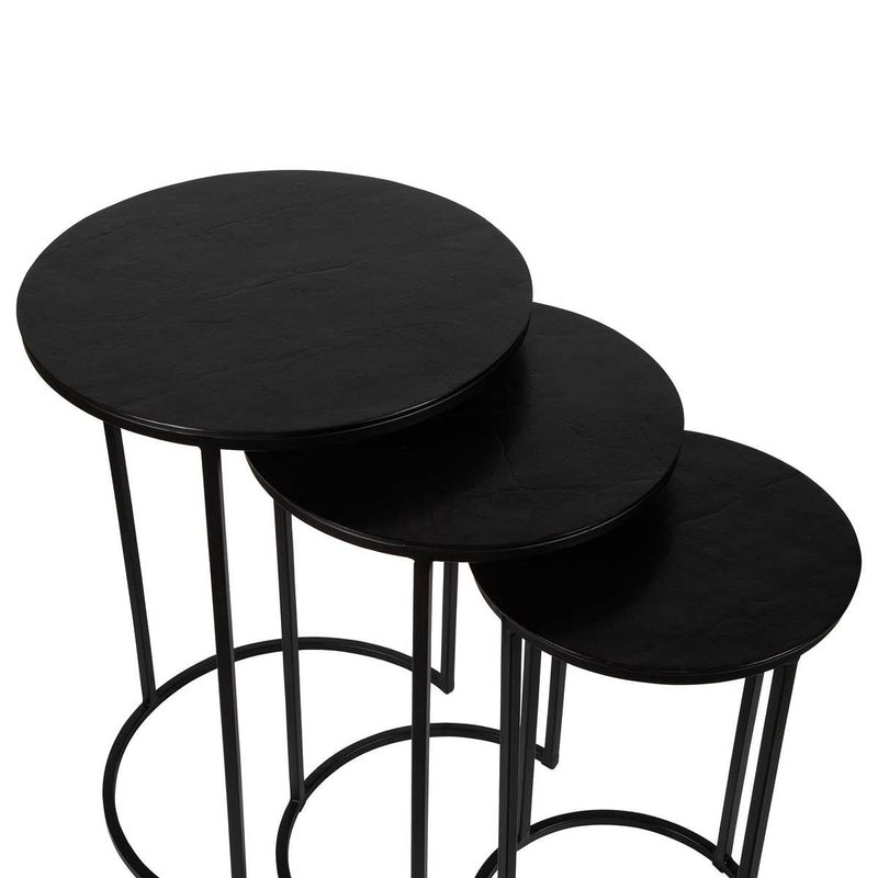 Kozari Nesting Tables Set of 3 | Rich Espresso and Iron Craftsmanship (Small: 12 in. W x 20 in. H; Medium: 14 in. W x 22 in. H; Large: 17 in. W x 24 in. H)