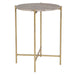 Norvik Accent Table | Iron Gold Frame and Travertine Stone Top (16 in. W x 22 in. H x 16 in. D)