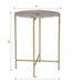 Norvik Accent Table | Iron Gold Frame and Travertine Stone Top (16 in. W x 22 in. H x 16 in. D)