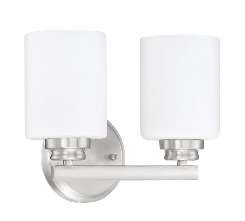Craftmade 50502-BNK-WG Bolden 2 Light Bathroom Vanity Light -Brushed Polished Nickel (White Glass)