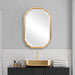 Dorado Antique Metallic Gold Leaf Mirror | Modern Oval Engineered Wood Frame Bathroom Vanity Mirror Mounted Vertical or Horizontal (22 in. W x 32 in. H x 1 in. D)