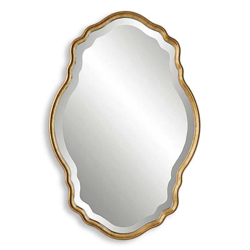 Lunava Rich Gold Mirror | Modern Oval Engineered Wood Frame Bathroom Vanity Mirror Mounted Vertical or Horizontal (22 in. W x 33 in. H x 1 in. D)