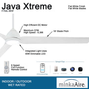 Minka Aire Java Xtreme 84" Outdoor Flat White Smart LED Ceiling Fan with Remote - ALCOVE LIGHTING