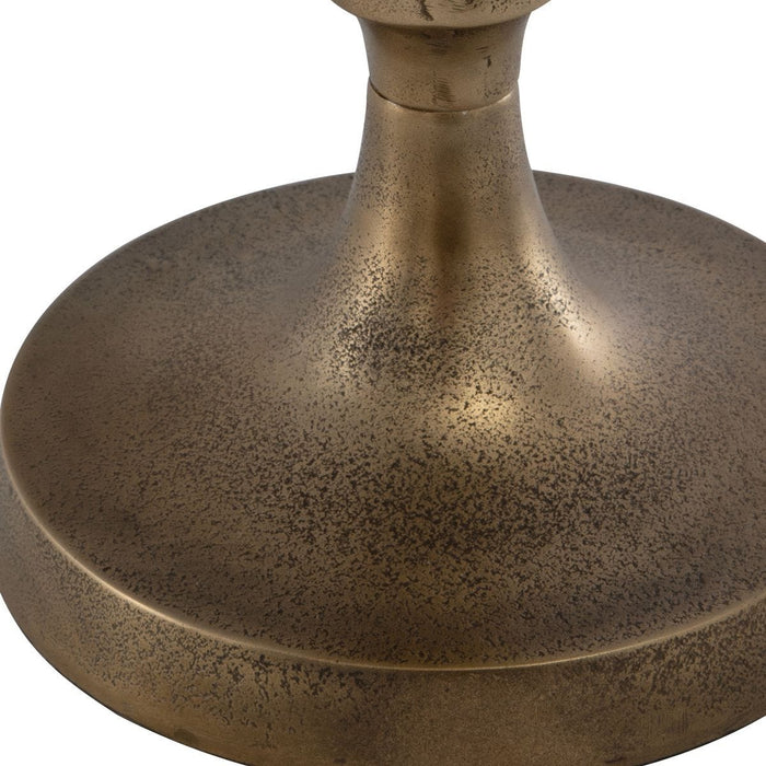 Kloba Accent Table | Heavily Textured Cast Aluminum Finished In Antique Brass (12 in. W x 24 in. H)