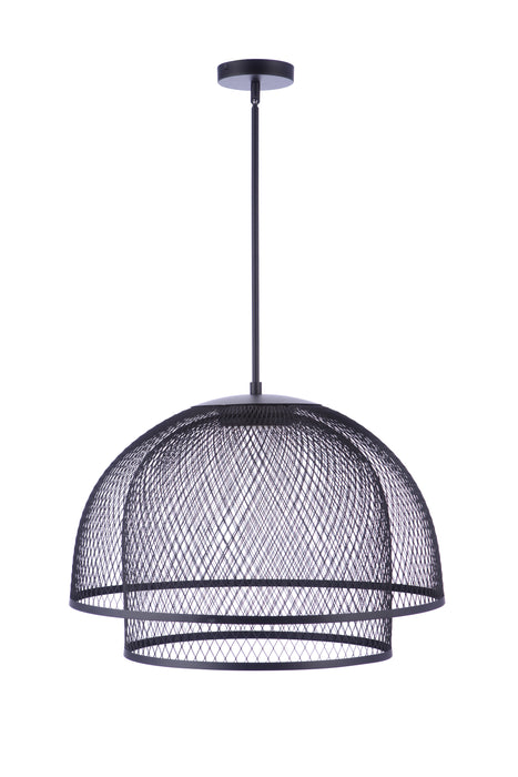 Craftmade P1006FB-LED 24.25” Diameter Sculptural Statement Metal Mesh Dome 2 Shade Pendant -Flat Black
