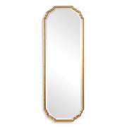 Dorado Antique Metallic Gold Leaf Mirror | Modern Oval Engineered Wood Frame Bathroom Mirror Mounted Vertical or Horizontal (22 in. W x 62 in. H x 1 in. D)
