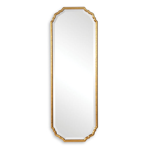 Dorado Antique Metallic Gold Leaf Mirror | Modern Oval Engineered Wood Frame Bathroom Mirror Mounted Vertical or Horizontal (22 in. W x 62 in. H x 1 in. D)