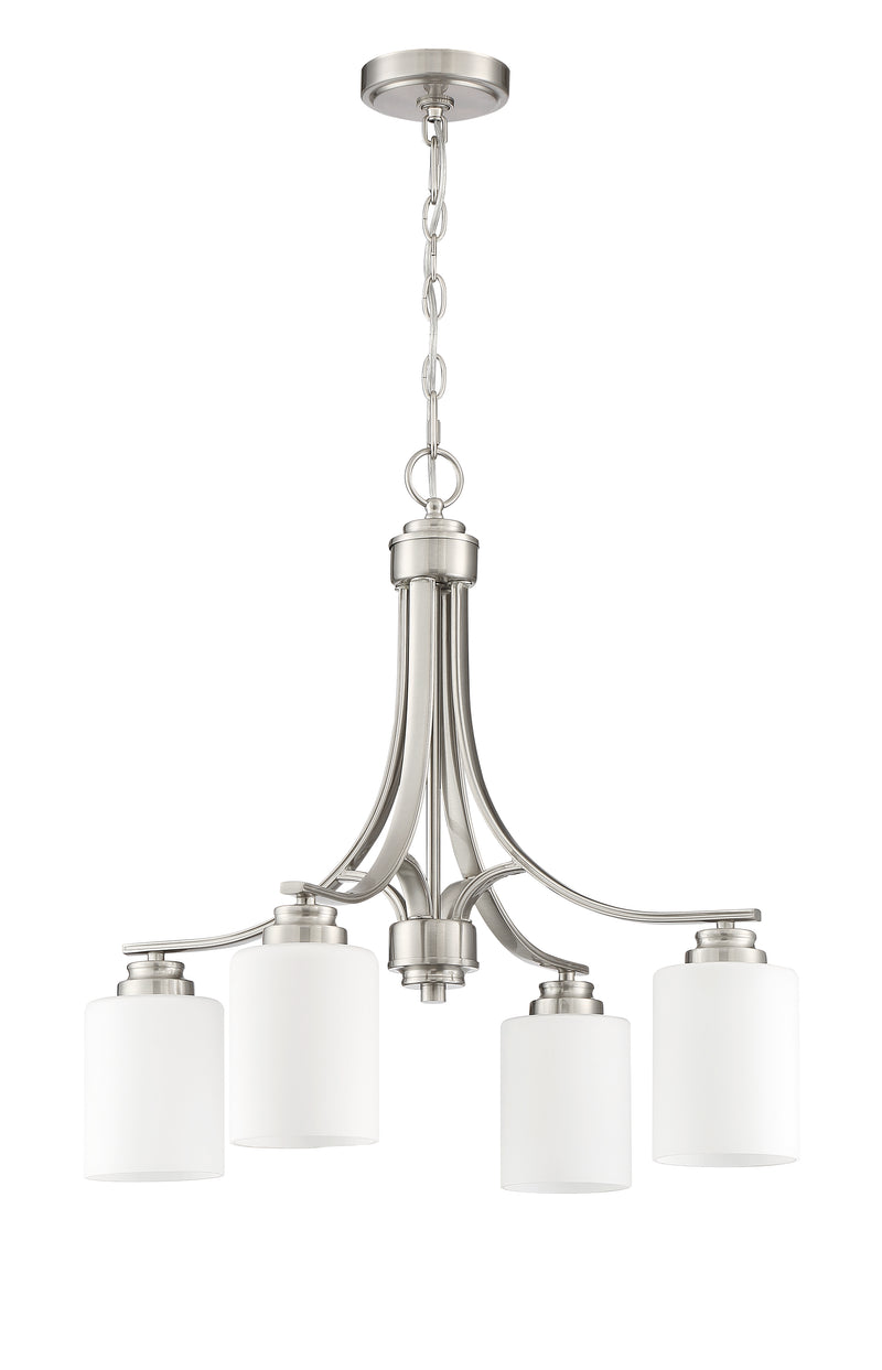 Craftmade 50524-BNK-WG Bolden 4 Light Chandelier -Brushed Polished Nickel (White Glass)