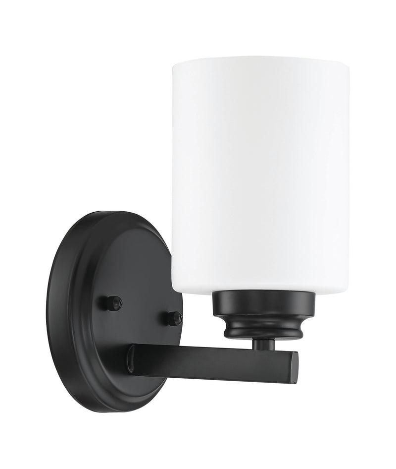 Craftmade 50501-FB-WG Bolden 1 Light Bathroom Vanity Light -Flat Black (White Glass)