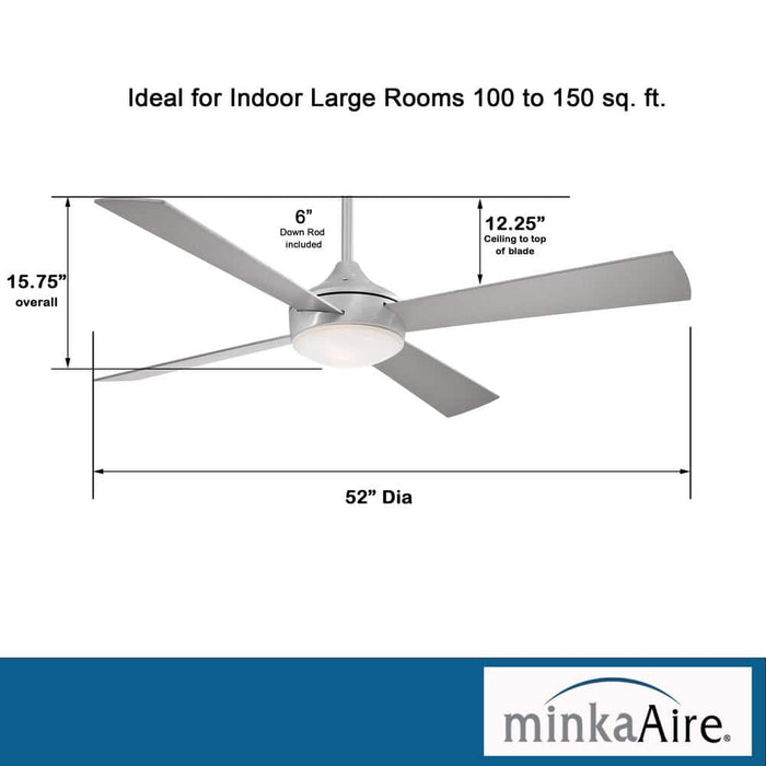 Minka Aire F521L-ABD Aluma 52" Brushed Aluminum LED Ceiling Fan + Wall Control