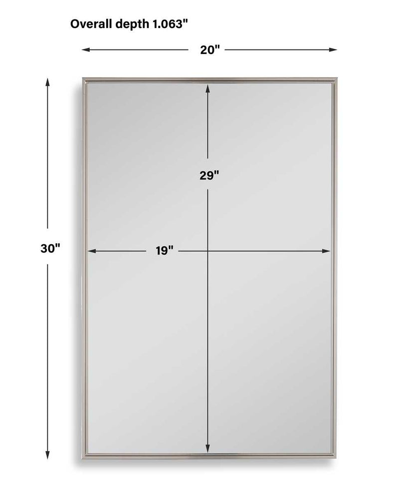 Vectra Warm Silver Mirror | Modern Rectangle Frame Bathroom Vanity Mirror Mounted Vertical or Horizontal (20 in. W x 30 in. H x 1 in. D)