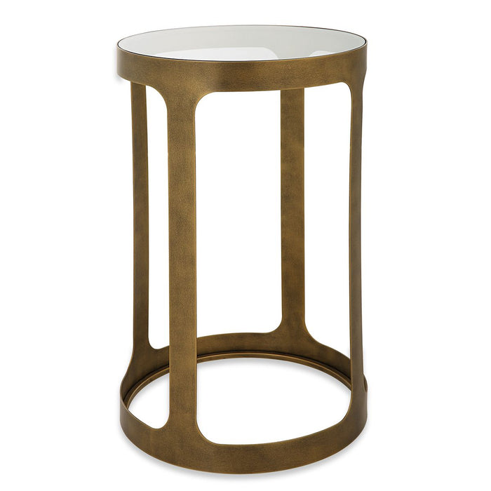 Bosler Accent Table | Metal Frame and Antique Brushed Gold (15 in. W x 25 in. H)
