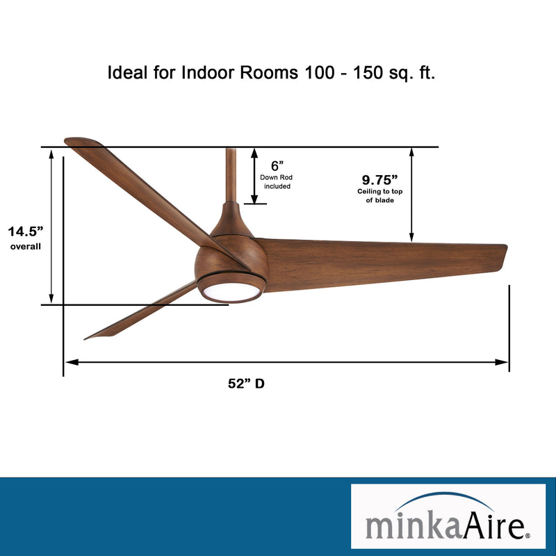 Minka Aire Twist F678L-DK 52-Inch LED Ceiling Fan in Distressed Koa with Remote