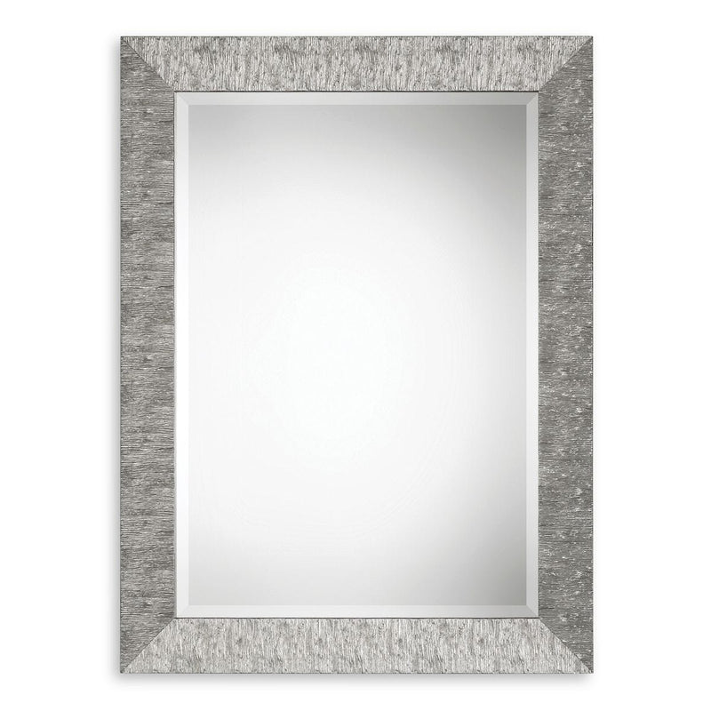 Vellor Metallic Silver Mirror | Classic Rectangle Engineered Wood Frame Bathroom Vanity Mirror Mounted Vertical or Horizontal (31 in. W x 41 in. H x 1 in. D)