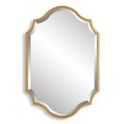 Domari Gold Leaf Mirror | Modern Oval Engineered Wood Frame Bathroom Vanity Mirror Mounted Vertical or Horizontal (27 in. W x 41 in. H x 1 in. D)
