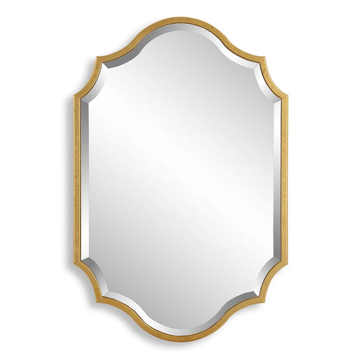 Domari Gold Leaf Mirror | Modern Oval Engineered Wood Frame Bathroom Vanity Mirror Mounted Vertical or Horizontal (27 in. W x 41 in. H x 1 in. D)